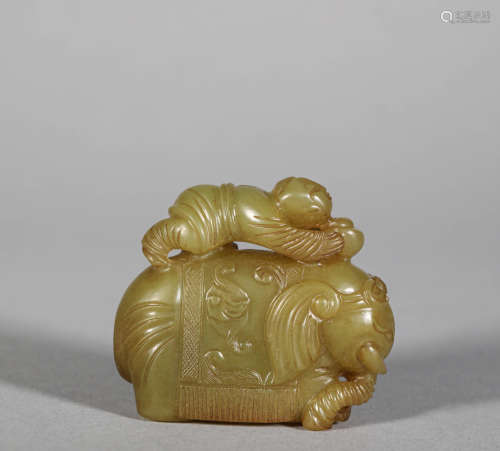 Hetian Yellow Jade Elephant in Qing Dynasty