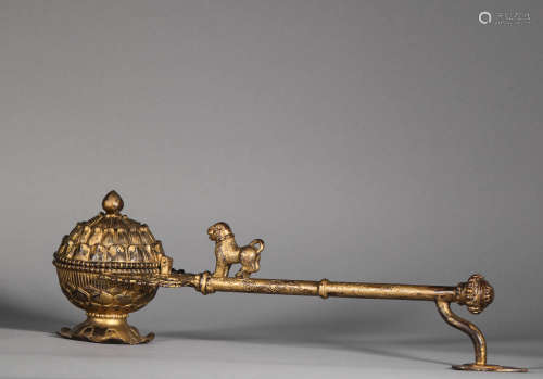 Liao Dynasty Bronze Gilded Hand-held Fumigation Furnace