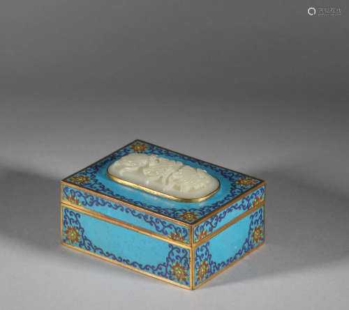 Qing Dynasty Cloisonne Inlaid Jade Box