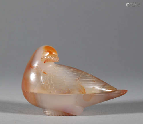 Qing Dynasty Agate Bird Box