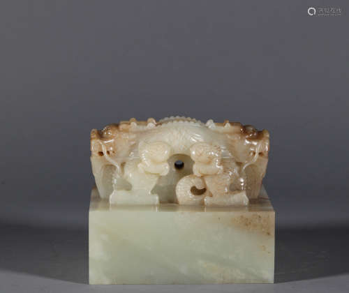 Hetian Jade Dragon Seal in Qing Dynasty