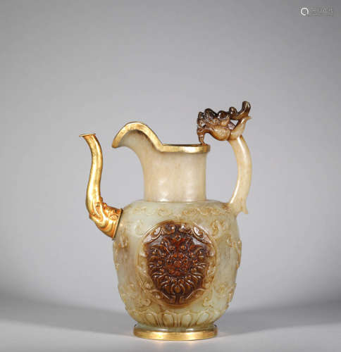 Ming Dynasty White Jade-covered Silver Gilt Pot