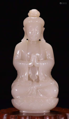 HETIAN JADE CARVED GUANYIN BUDDHA