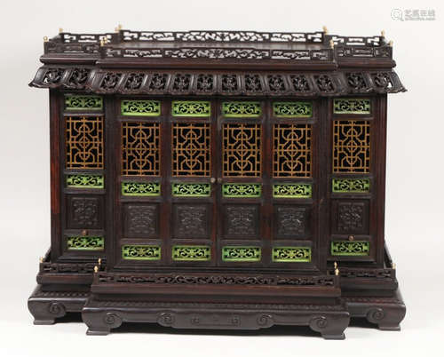 ZITAN WOOD CARVED PAGODA