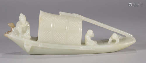 HETIAN JADE CARVED BOAT