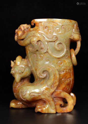 ANTIQUE JADE CARVED VASE