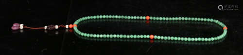 JADEITE CARVED NECKLACE WITH 108 BEADS