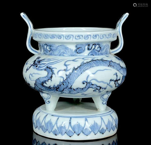 BLUE&WHITE GLAZE DRAGON PATTERN CENSER