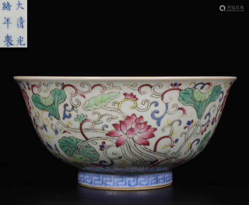 DAQINGGUANGXUNIANZHI MARK FAMILLE ROSE GLAZE BOWL