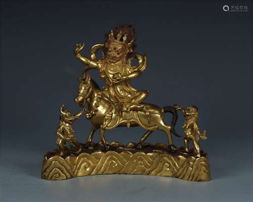 GILT BRONZE FIGURE OF PALDEN LHAMO