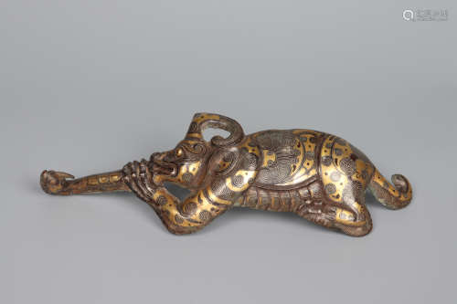 Chinese Bronze Gold Painted Hook