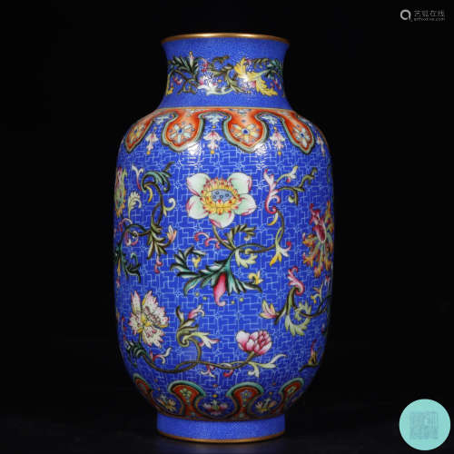 Famille Rose 'Lotus And Figures' Porcelain Bottle