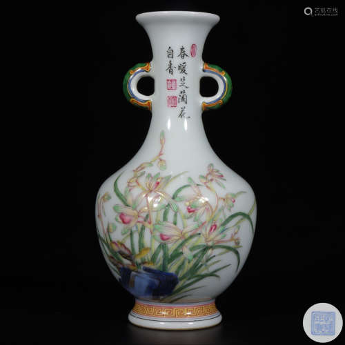 Enamel 'Flower' Porcelain Bottle