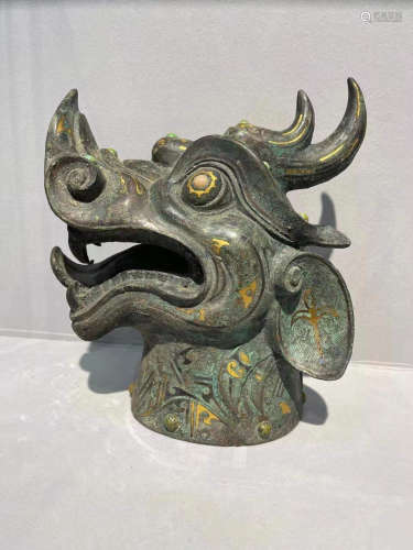 Bronze Gold Gilded Dragon Head