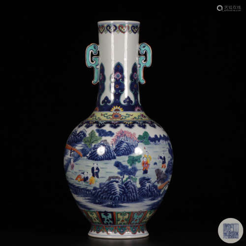Dou Cai 'Figure Story' Ruyi Porcelain Bottle