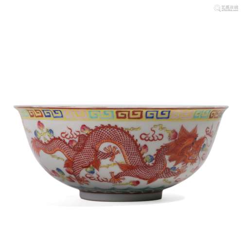 A CHINESE FAMILLE-ROSE DRAGON  BOWL