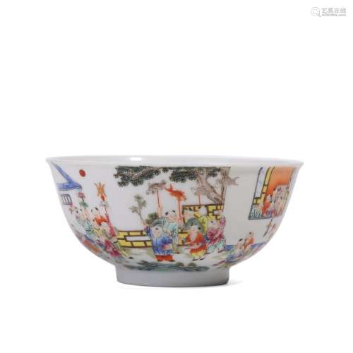 A CHINESE FAMILLE-ROSE HUNDRED BOYS BOWL