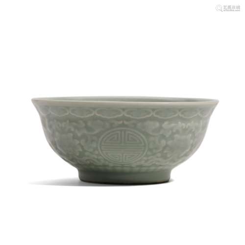 A CELADON-GLAZED FLORAL BOWL