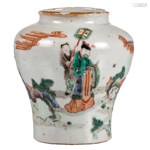 A CHINESE FAMILLE-VERTE FIGURES JAR