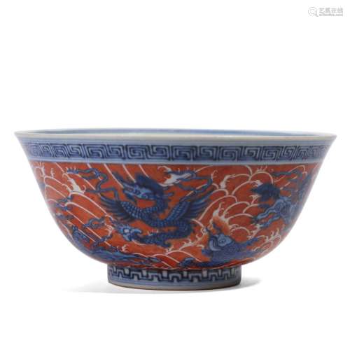 A CHINESE IRON-RED EIGHT BEASTS BOWL