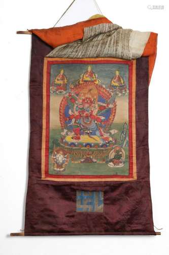 A THANGKA DEPICTING GUARDIAN FIGURE, TIBET