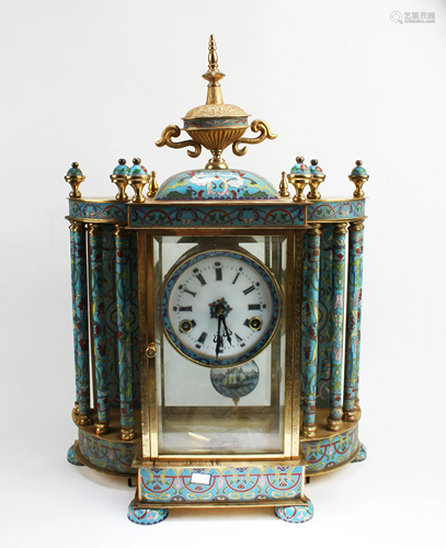 A Large Cloisonne Table Clock