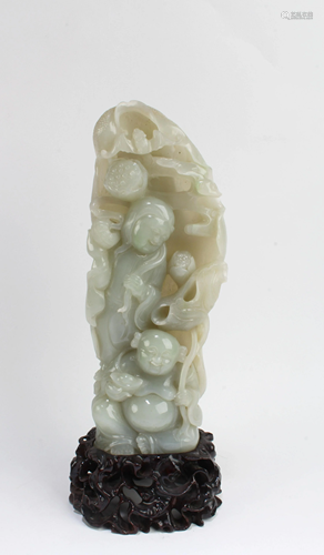 Chinese Carved Jade Immortal Statue