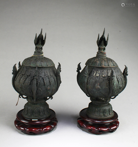 A Pair of Bronze Censer