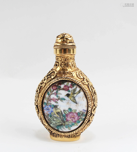 A Gilt Bronze Enamel Snuff Bottle