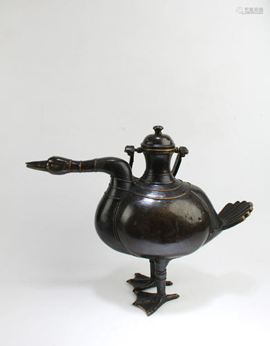 A Bronze Duck Shaped Pot