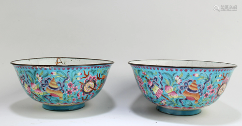 Pair of Chinese Cloisonne Bowls