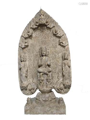 Large Antique Chinese Stone Buddha Statue