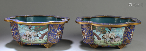 A Pair of Cloisonne Flower Pots