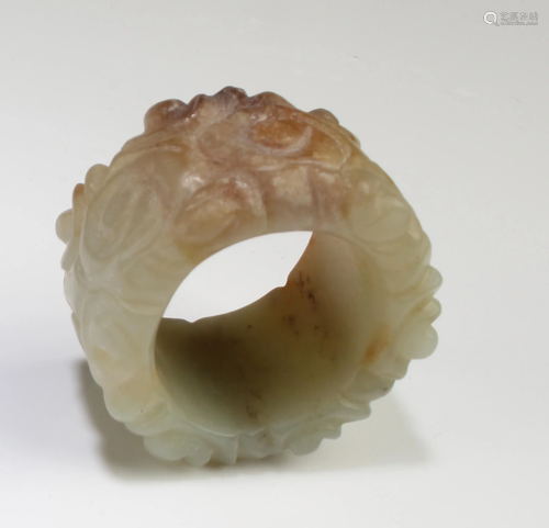 An Old Carved Jade Archer's Ring