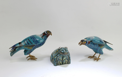 A Group of Three Cloisonne Ornaments