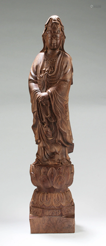 Chinese Hardwood Carved Bodhisattva Statue