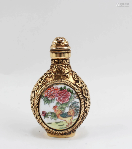 A Gilt Bronze Enamel Snuff Bottle