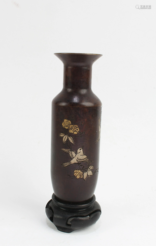 Chinese Bronze Vase with Stand