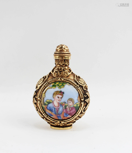 A Gilt Bronze Enamel Snuff Bottle