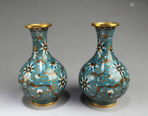 A Pair of Cloisonne Vases