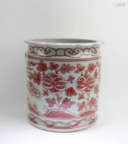 Antique Iron Red Porcelain Brushpot
