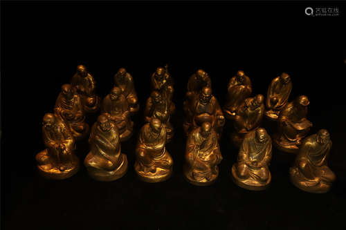 Eighteen Arhat Buddha Statues in Qing Dynasty