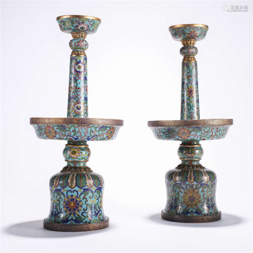 Qing Dynasty Cloisonne Candlestick