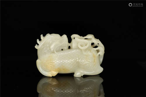 Qing white jade beast