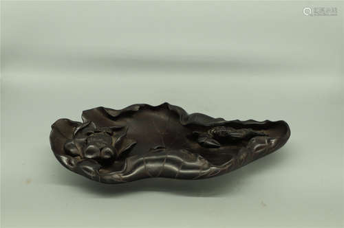 Qing Dynasty Red Sandalwood Lotus Leaf Wash