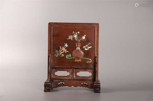 Qing Dynasty Huanghuali Baibao Inlaid Interstitial