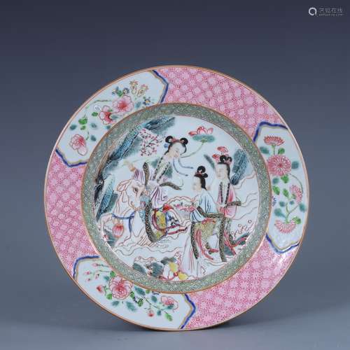 Qing pastel character plate