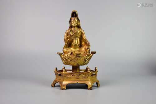 Early Qing Dynasty-Gilt Bronze Guanyin