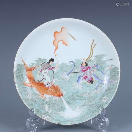 Qianlong famille rose figure plate, Qing dynasty