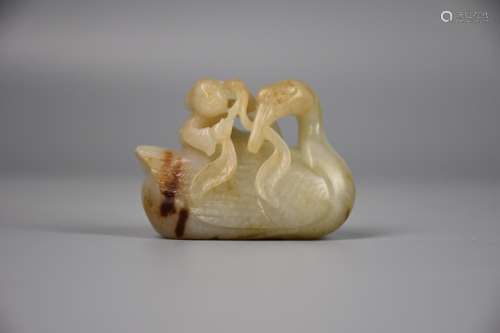 Qing Dynasty--Hetian Jade Carving Boy Riding a Goose
